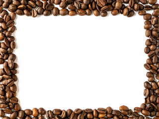 frame made of coffee beans isolated on white