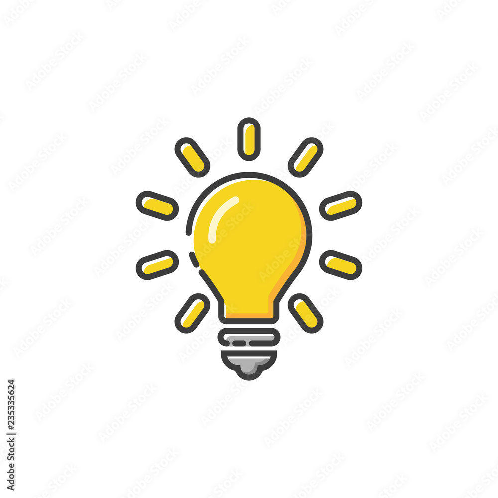 Poster lightbulb icon in a flat design. vector illustration
