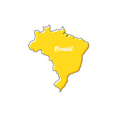 Brazil map icon in a flat design. Vector illustration