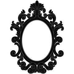 Vintage oval pattern frame in old style. Vector.