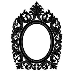 Vintage oval pattern frame in old style. Vector.
