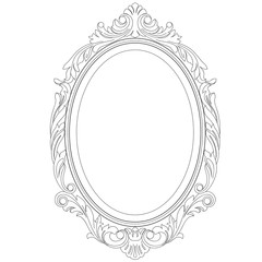 Vintage oval pattern frame in old style. Vector.