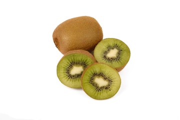 kiwi fruit - fresh sliced kiwis isolated on white