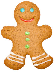 Christmas Gingerbread man biscuit isolated on white background