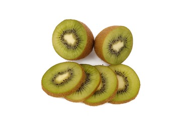 kiwi fruit - fresh sliced kiwis isolated on white