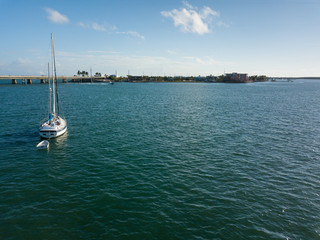 Sailboat Anchored Off Knight Key In Marathon Florida