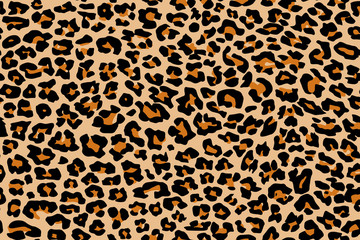 Print leopard pattern texture repeating seamless orange black - obrazy, fototapety, plakaty
