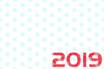 Christmas background with snowflakes and numbers 2019. Vector image. Texture.