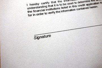 Space for signature on document