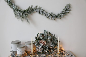 Elegantly decorated for Christmas and new year in luxury apartments