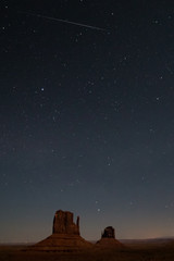 shooting star over the monument valley