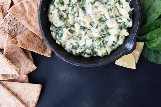 Spinach Artichoke Dip Flat Lay