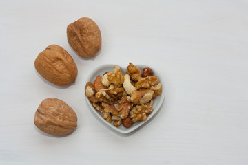 Mixed nuts in a bowl.