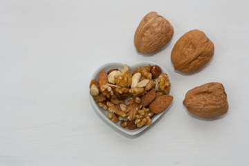 Mixed nuts in a bowl.