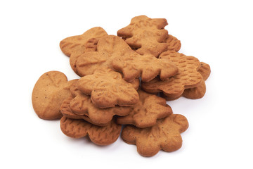 Christmas Ginger and Honey cookies, isolated on a white background. Close-up
