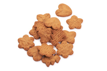 Christmas Ginger and Honey cookies, isolated on a white background. Close-up.