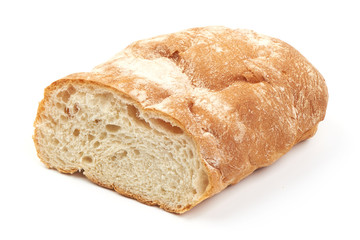 Fresh sliced grain bread, isolated on white background. Close-up.