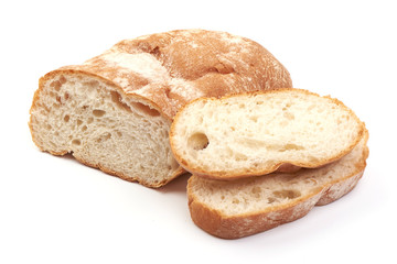 Fresh sliced grain bread, isolated on white background. Close-up.