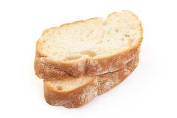 Fresh sliced grain bread, isolated on white background. Close-up.