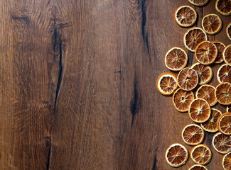 Christmas decoration on old wooden background