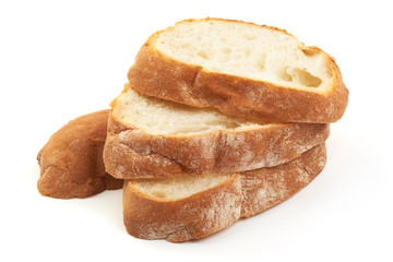 Fresh sliced grain bread, isolated on white background. Close-up.