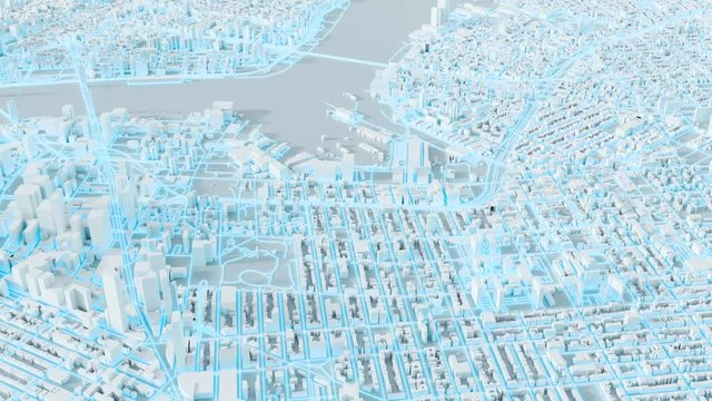 Futuristic mega city, Full HD video, original 3d rendering animation
