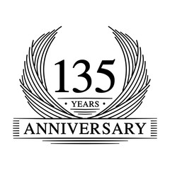 135 Years Anniversary Set. 135th Celebration Logo Collection. Vector and illustration. 
