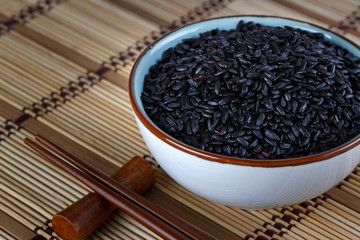 Black rice in a bowl