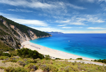 Famous beach Mirtos on Kefalonia island in Greece
