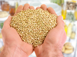 HANDFUL OF UNCOOKED BUCKWHEAT