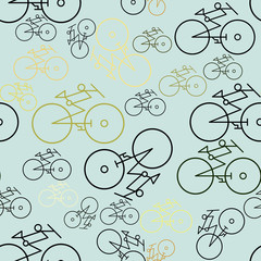 Seamless abstract outline of bicycle. Backdrop, texture, template & shape.