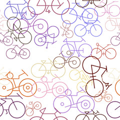 Seamless outline of bicycle background hand drawn, good for graphic design. Digital, abstract, generative & creative.