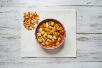Homemade Succotash with Lima beans corn.
