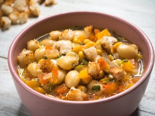 Homemade Succotash with Lima beans corn.

