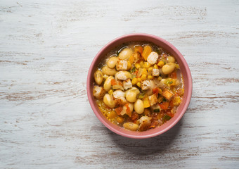 Homemade Succotash with Lima beans corn.
