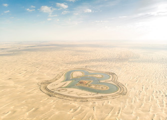 Al Qudra Lakes in a desert near Dubai