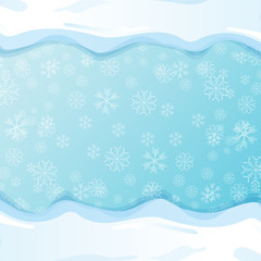 vector winter snow caps isolated on blue sky background with snowflakes. winter snow border or frame for winter sale or christmas banner design