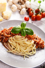Tasty homemade spaghetti bolognese