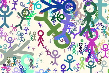 Abstract background with sign of people or human. Vector, drawing, backdrop & illustration.