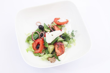fresh salad with cheese and olives