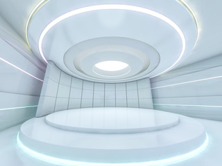 Presentation room with empty podium. 3D