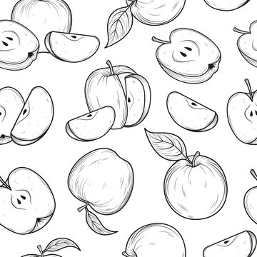 Seamless pattern with apples. Vector illustration.