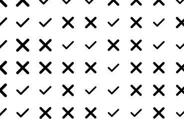Tick or cross mark, right or wrong sign background hand drawn, good for graphic design. Creative, digital, wallpaper & art.