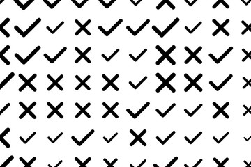 Tick or cross mark, right or wrong sign background hand drawn, good for graphic design. Cover, shape, generative & effect.