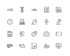 Simple Set of 20 Vector Line Icon. Contains such Icons as Speaki