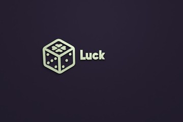 Illustration of Luck with light green text on violet background