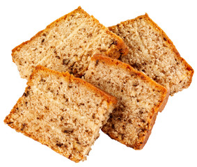 FOUR SLICES OF WALNUT CAKE CUT OUT