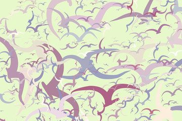 Hand drawn flying birds illustrations background, good for graphic design, wallpapers or booklets.