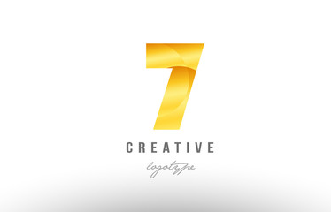 7 gold golden metal gradient number logo icon design