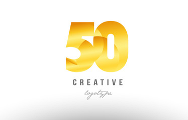 50 gold golden metal gradient number logo icon design